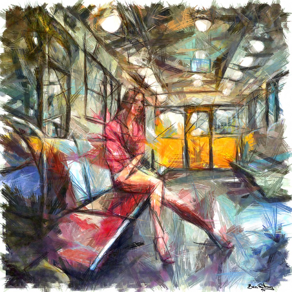 ברכבת בפריז ב-03:00 בבוקר ישבה אישה לבדה בקרון ,משהו נדיר , אז ציירתי