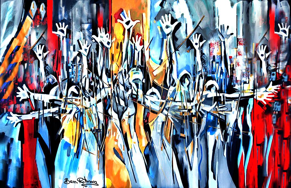 צעקה של החטופים ,ציור שמן שצוייר עבור תערוכה בחו"ל ,לבית,למשרד