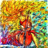 ציור שמן של מוסיקה בסערה,בית,סלון,משרד, בכל גודל