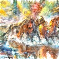 סוסי פרא ,ציורשמן בכל גודל, לבית,לסלון,למשרד