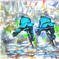 רוכבי אופניים ,ציור שמן לסלון