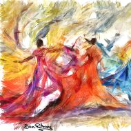 שמחה וריקודים, ציור שמן בעירבובי אבסטרקט,לבית,לסלון,למשרד,בכל גודל, בהתאמה אישית